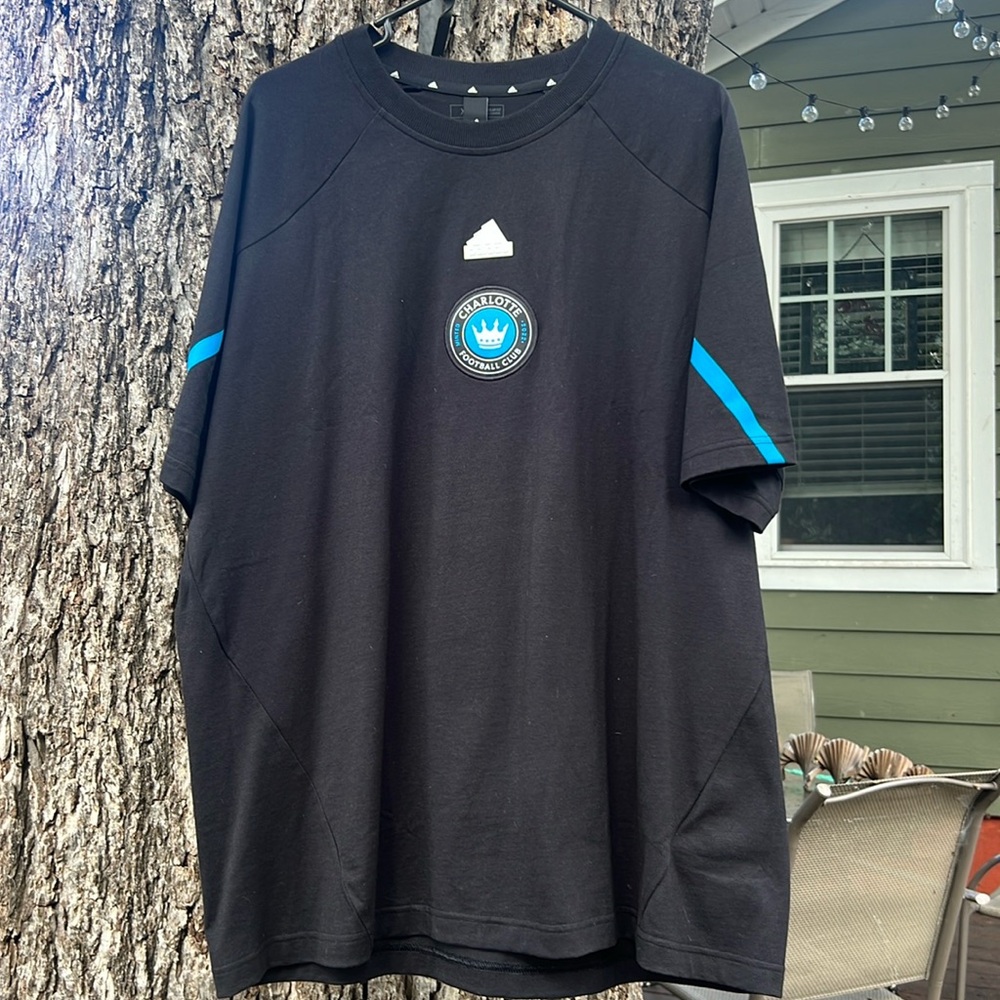 Adidas MLS Charlotte FC Short Sleeve Athletic T-Shirt, XL, Black